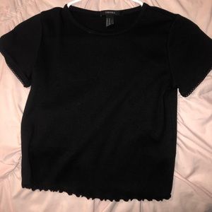 Black crop top lettuce sleeves